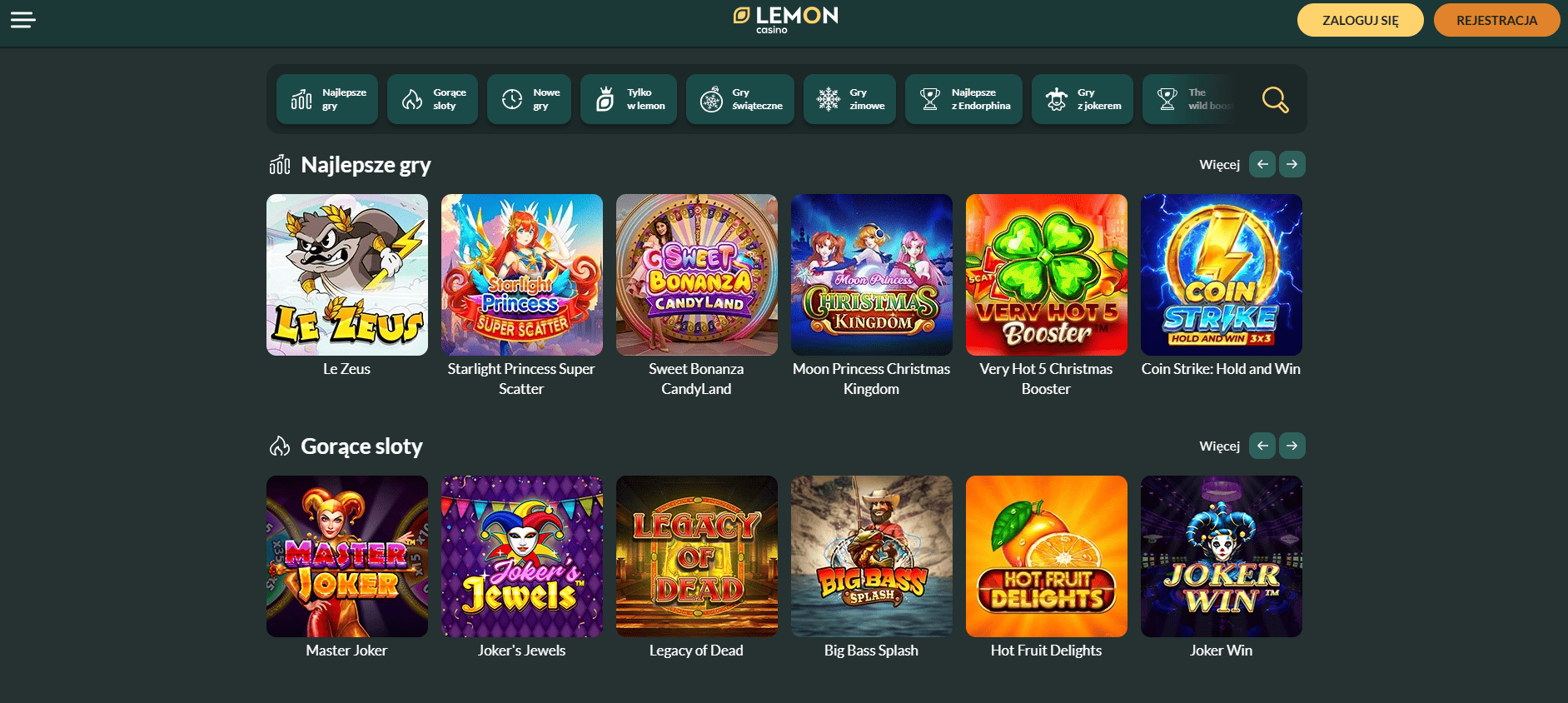 Bogata oferta gier slotowych w Lemon Casino